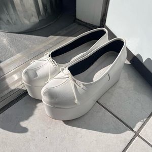 Flat apartment white platform ballet flats 🩰